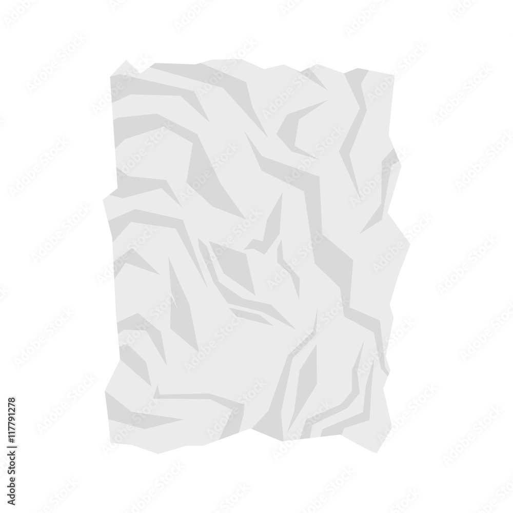 Wrinkled paper icon in flat style isolated on white background. Recycled symbol Wrinkled paper icon in flat style isolated on white background. Recycled symbol