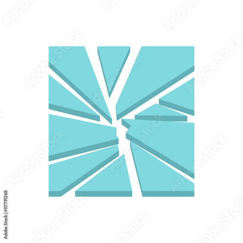 Broken glass icon in flat style isolated on white background. Crashed symbol