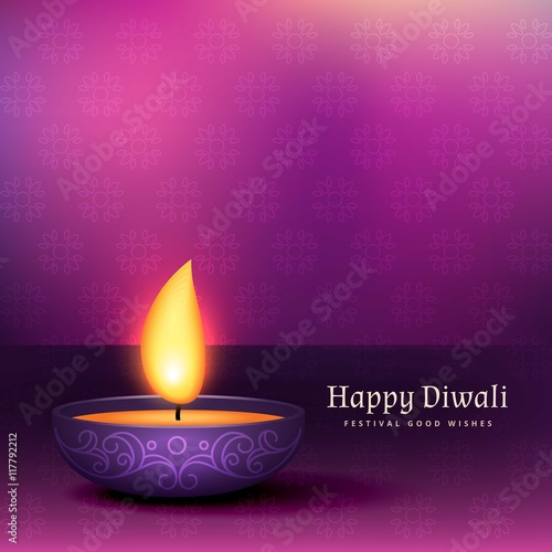 Purple diwali background with a candle