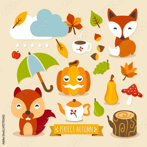 Lovely autumn characters and elements
