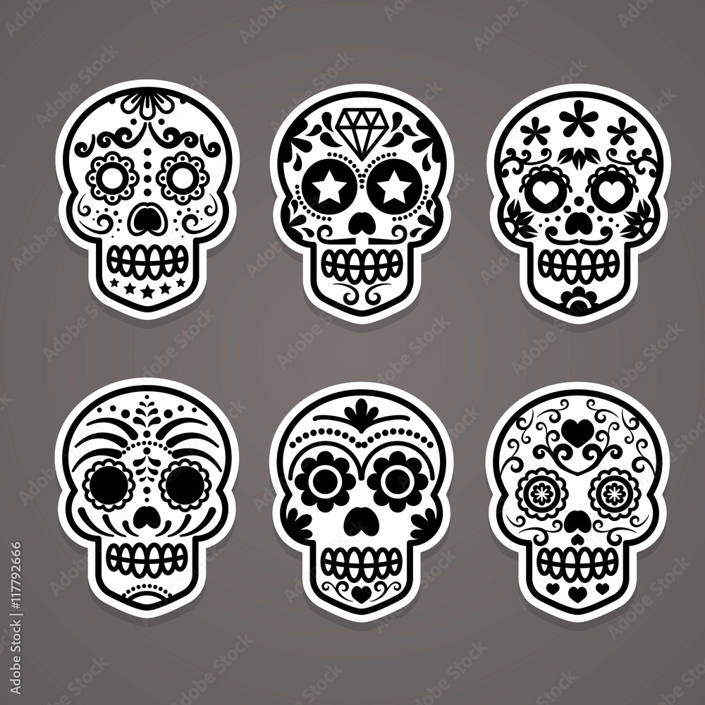 Obraz premium Sugar skulls labels