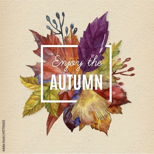 Hand painted autumn leaves background