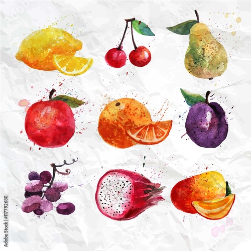 Hand painted fruits collection