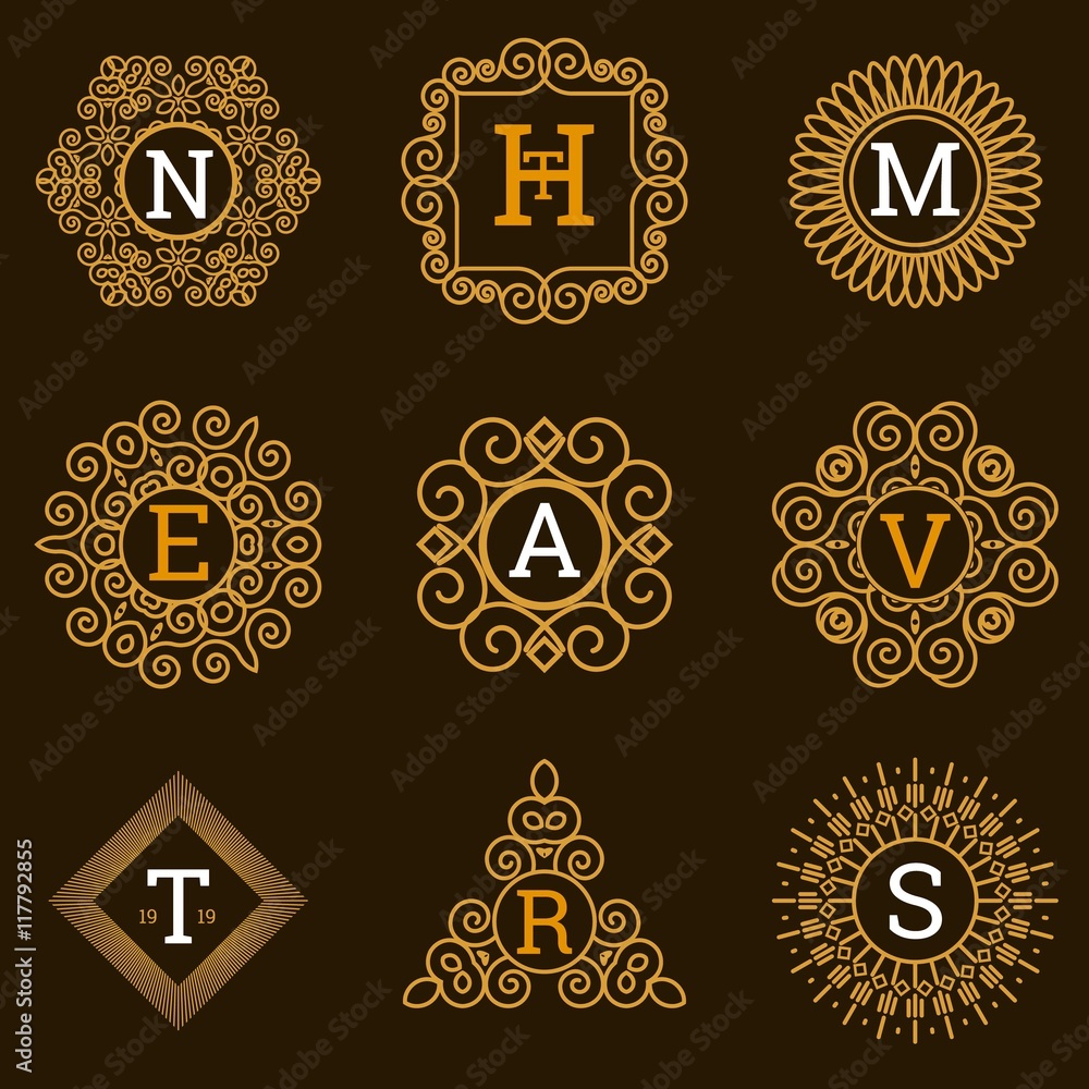 Ornamental logos collection with letters Ornamental logos collection with letters