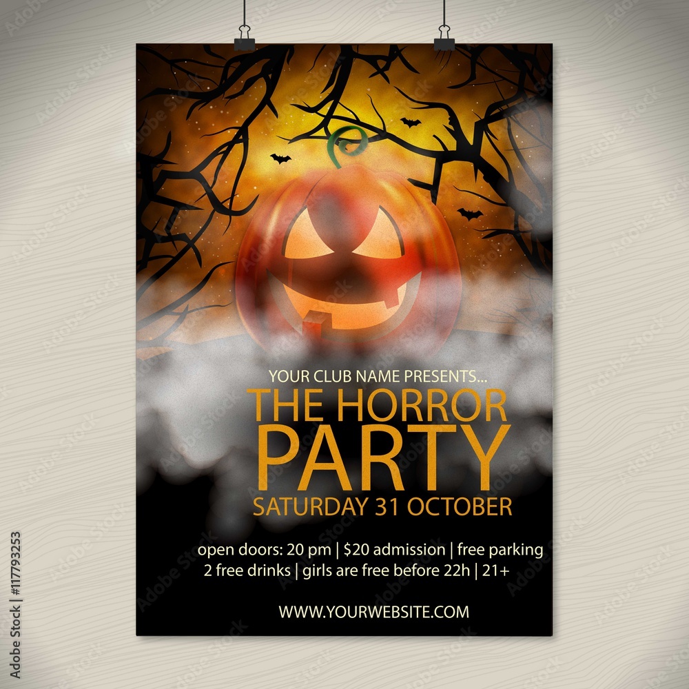 Fototapeta premium the horror halloween party poster