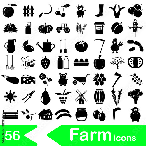 farm and farming big simple icons set vector eps10