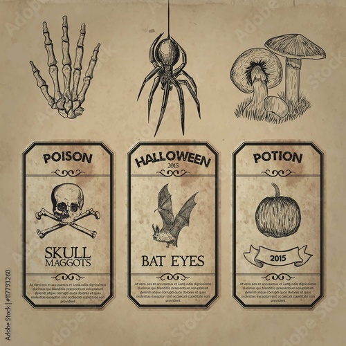 Retro halloween labels collection