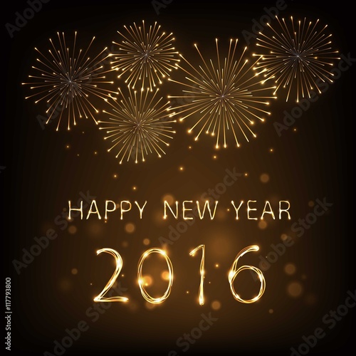 Happy New Yeark 2016 Fireworks Background