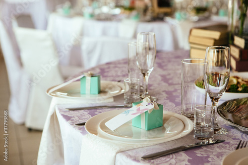 Wedding table appointments with beautiful decor