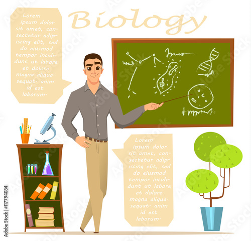 Biology teacher. Infographic, Lesson