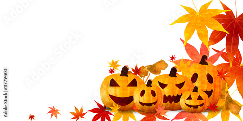 ハロウィン　かぼちゃ　紅葉　背景