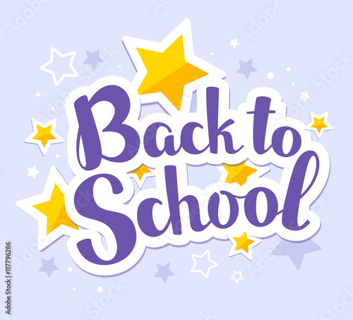 Vector colorful illustration of inscription back to school on bl