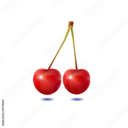 Cherry on white background