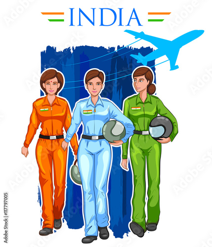 Women pilot on Indian background showing developing India