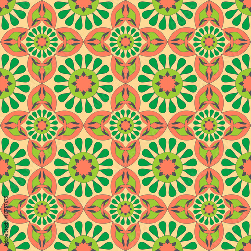 Seamless pattern with beautiful mandalas for your design. Vector background