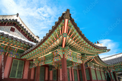 Well-Preserved Buildings in Changdeokgung Palace Under the Blue Sky