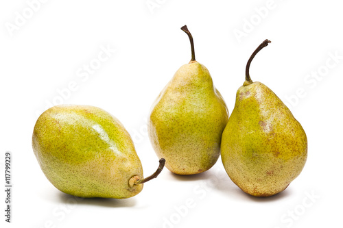 Ripe pears isolated on white background. With clipping path.