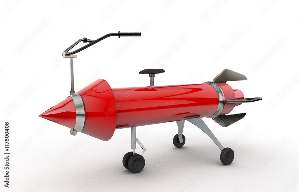 3D illustration of rocket shaped like a bicycle 3D illustration of rocket shaped like a bicycle