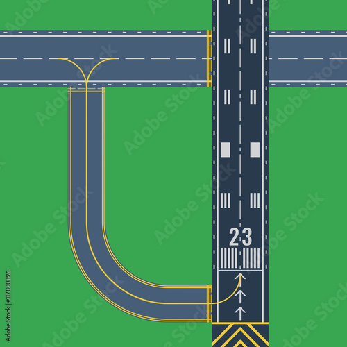 Airport runway for taking off and landing aircrafts