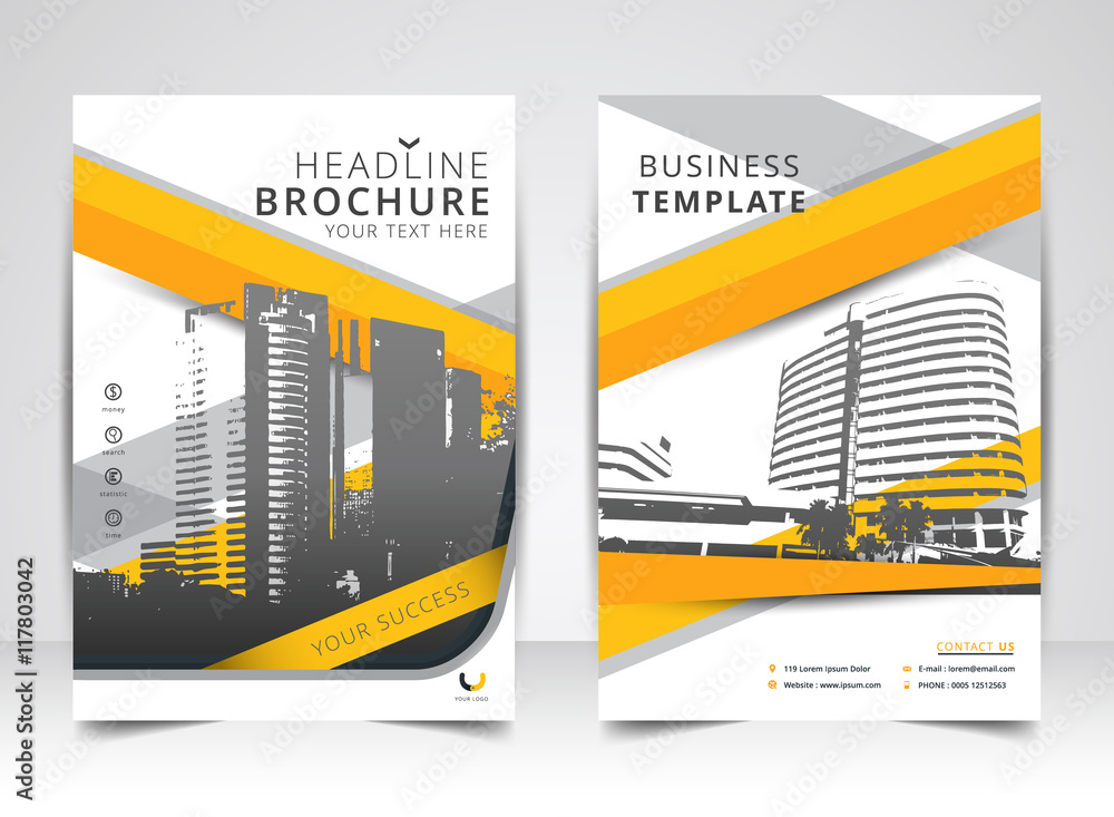 Yellow Annual report brochure flyer design vector, Leaflet cover ...