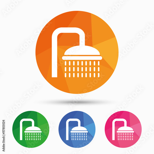Shower sign icon. Douche with water drops symbol