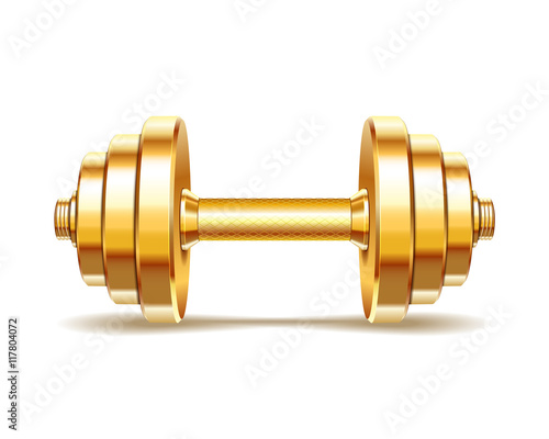 Golden realistic dumbbell
