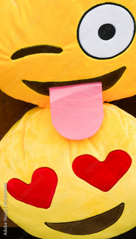 Fototapeta premium emoticons with wink and hearts with tongue sticking out