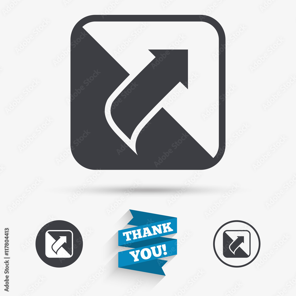 Turn page sign icon. Peel back sheet corner. Turn page sign icon. Peel back sheet corner.