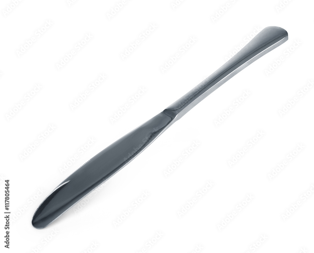Steel metal table knife on white background Steel metal table knife on white background