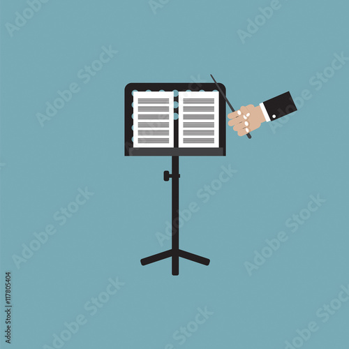Single Music Stand With Conductor Vector Illustration