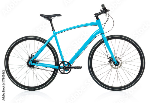 New blue bicycle isolated on a white