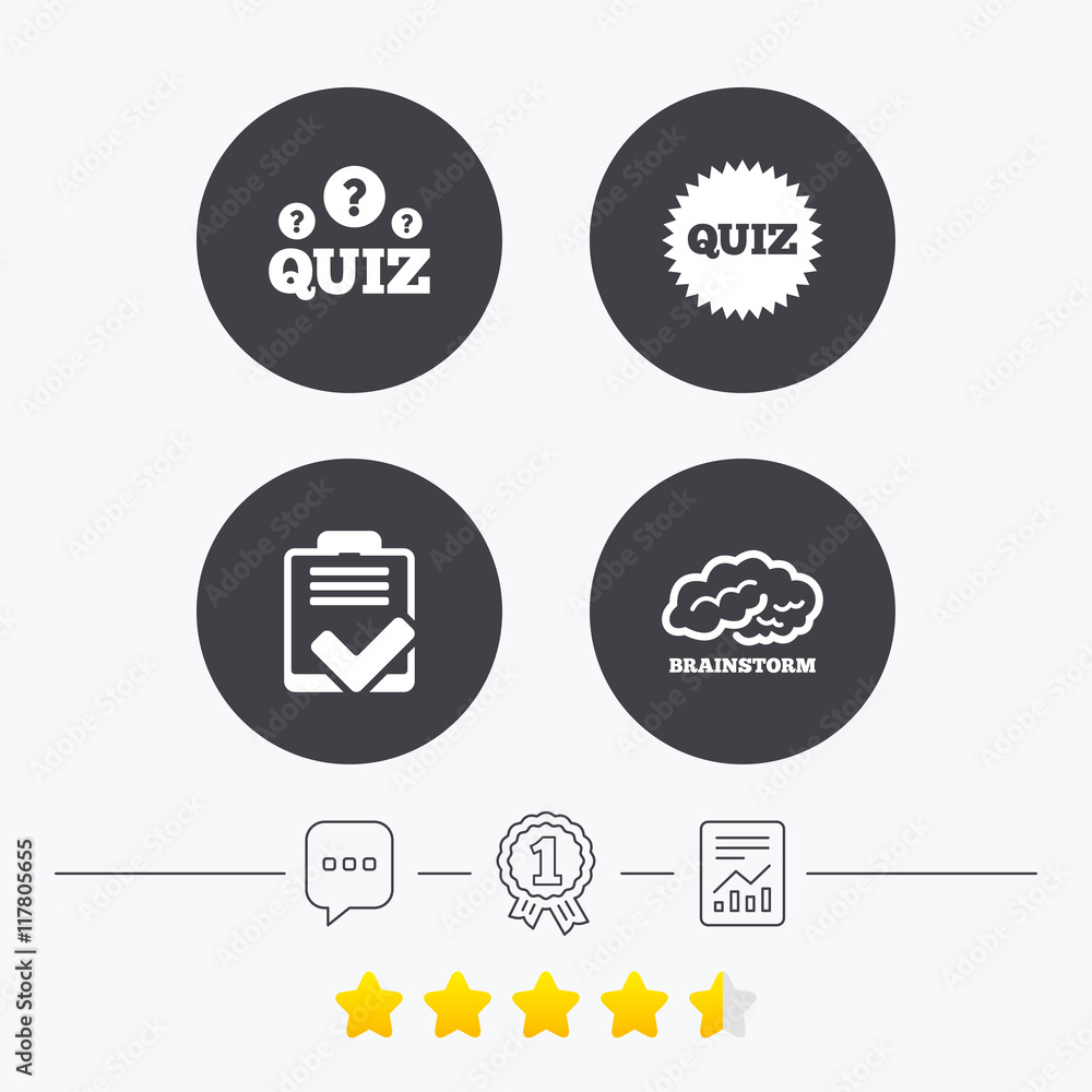 Quiz icons. Checklist and brainstorm symbols. Quiz icons. Checklist and brainstorm symbols.