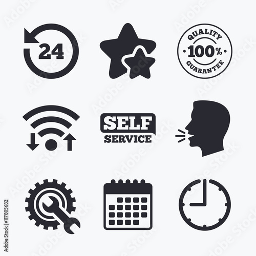 Repair fix tool icons. Customer service signs.