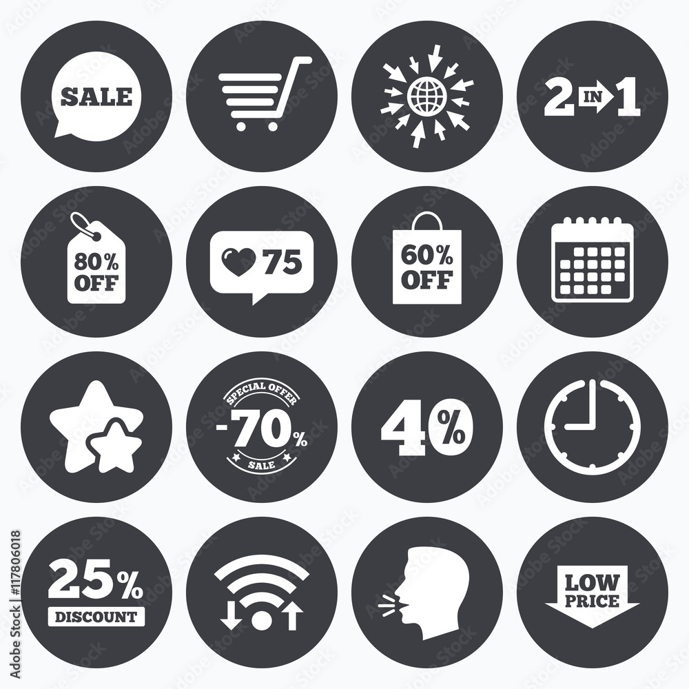 Sale discounts icon. Shopping, deal signs. Sale discounts icon. Shopping, deal signs.