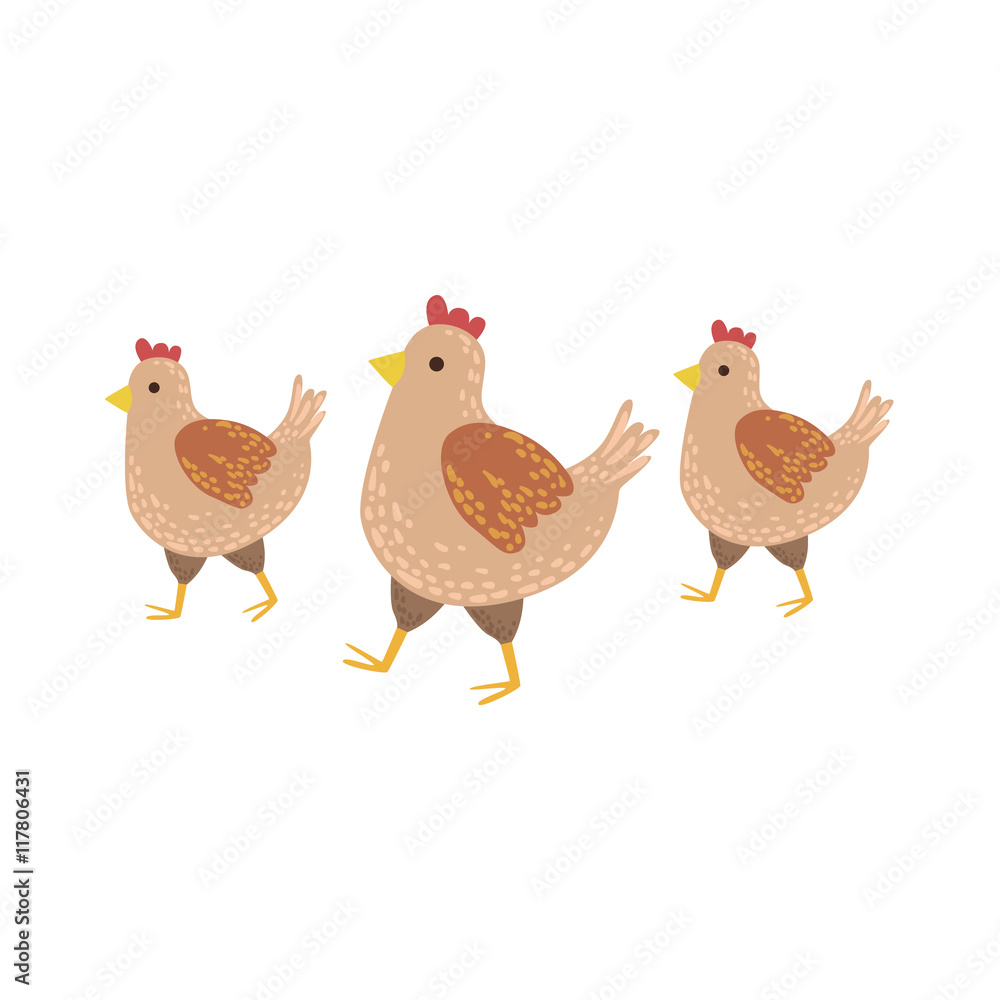 Three Brown Chickens Wakling