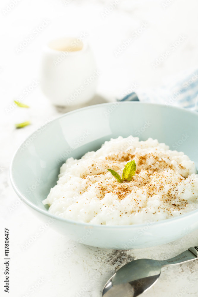 Rice dessert or Milchreis with cinnamon Rice dessert or Milchreis with cinnamon