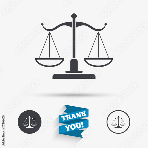 Scales of Justice sign icon. Court of law symbol