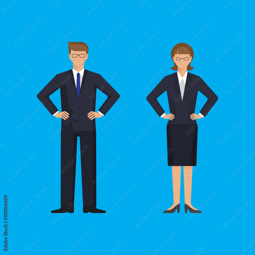 Man and woman are standing holding arms akimbo Man and woman are standing holding arms akimbo