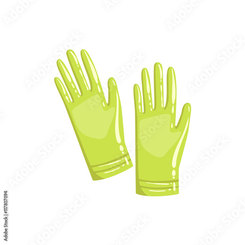 Pair Of Green Rubber Gloves