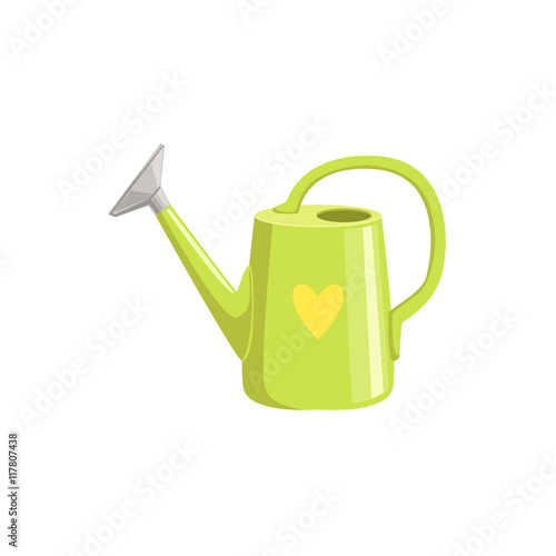 Green Watering Can With Heart Print