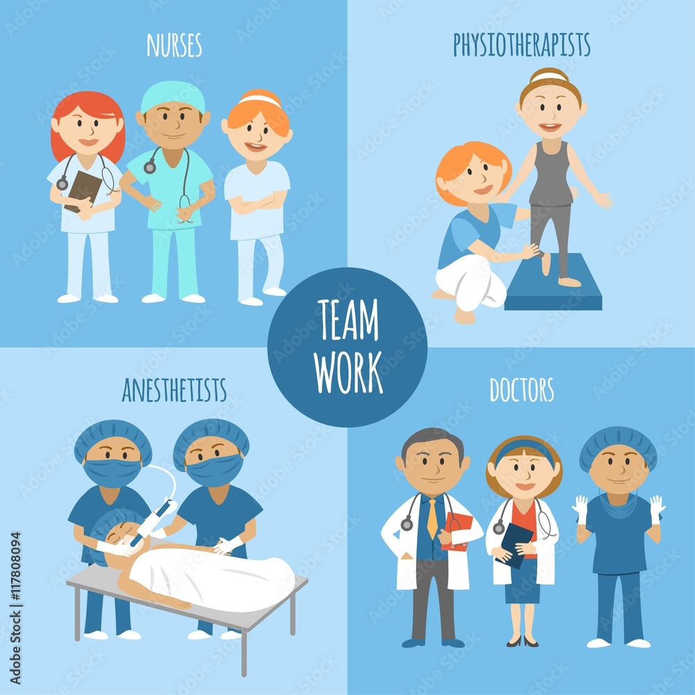 Illustrated medical teamwork