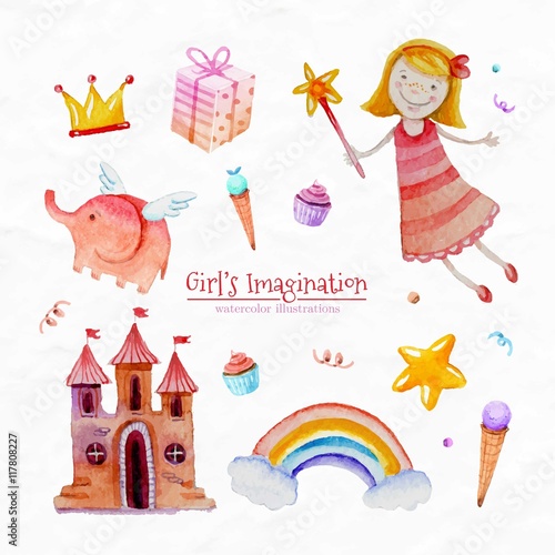 Hand painted girl imagination