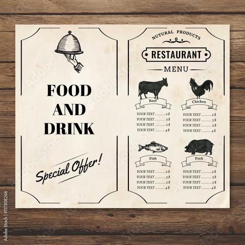 Restaurant menu vintage template