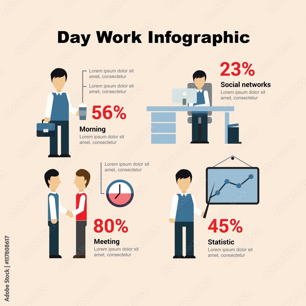 Day work infography in a flat style Day work infography in a flat style