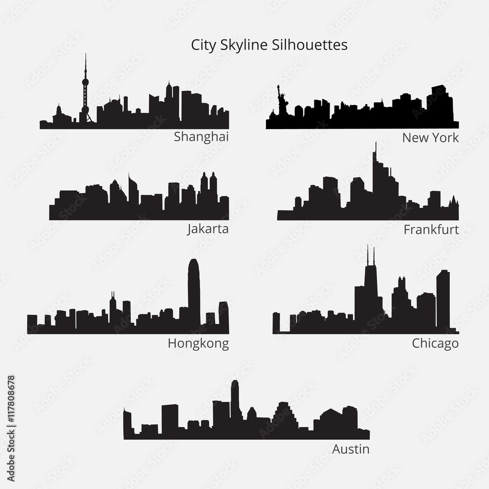 City skyline silhouettes pack