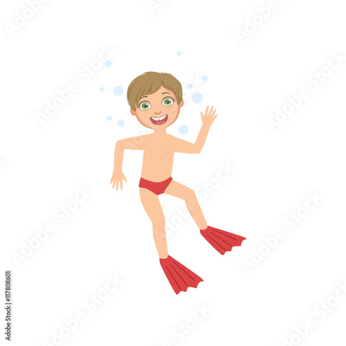Boy Wearing Fins In Water