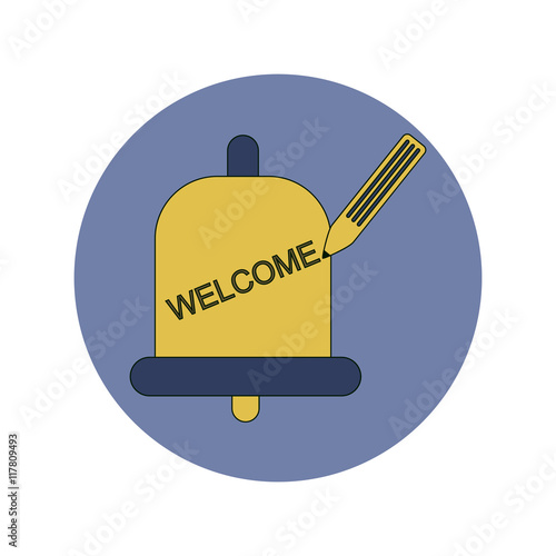 Back to School and Education Vector Flat Design bell and pencil