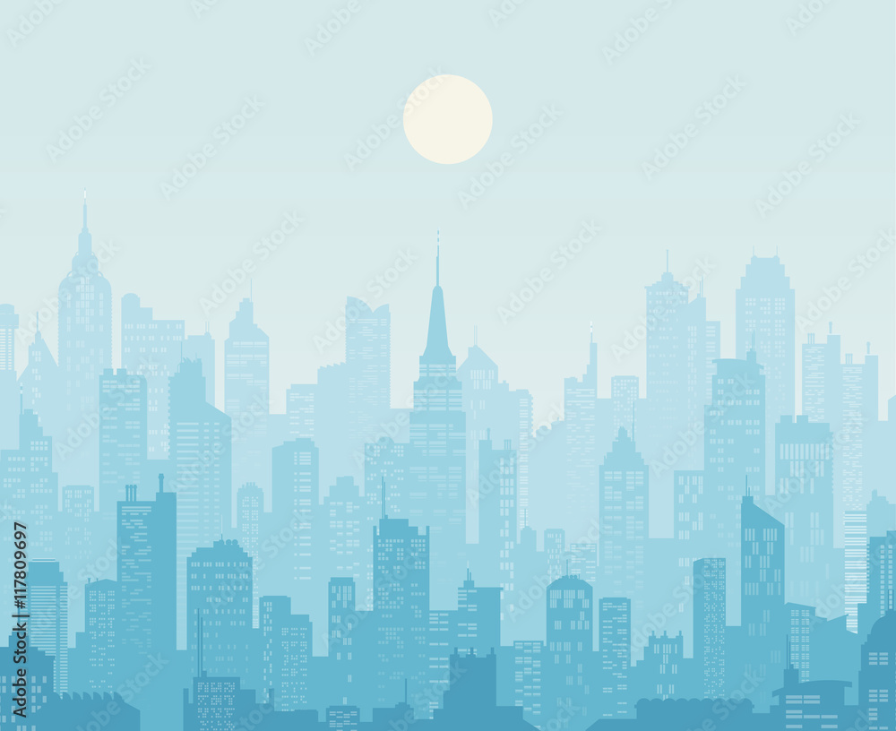 Morning sun Cityscape vector ilustration