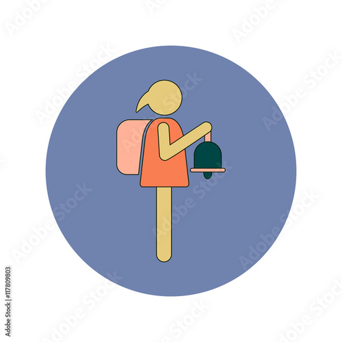 Back to School and Education Vector Flat Design schoolgirl with bell