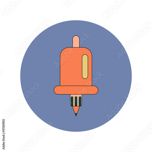 Back to School and Education Vector Flat Design bell and pencil